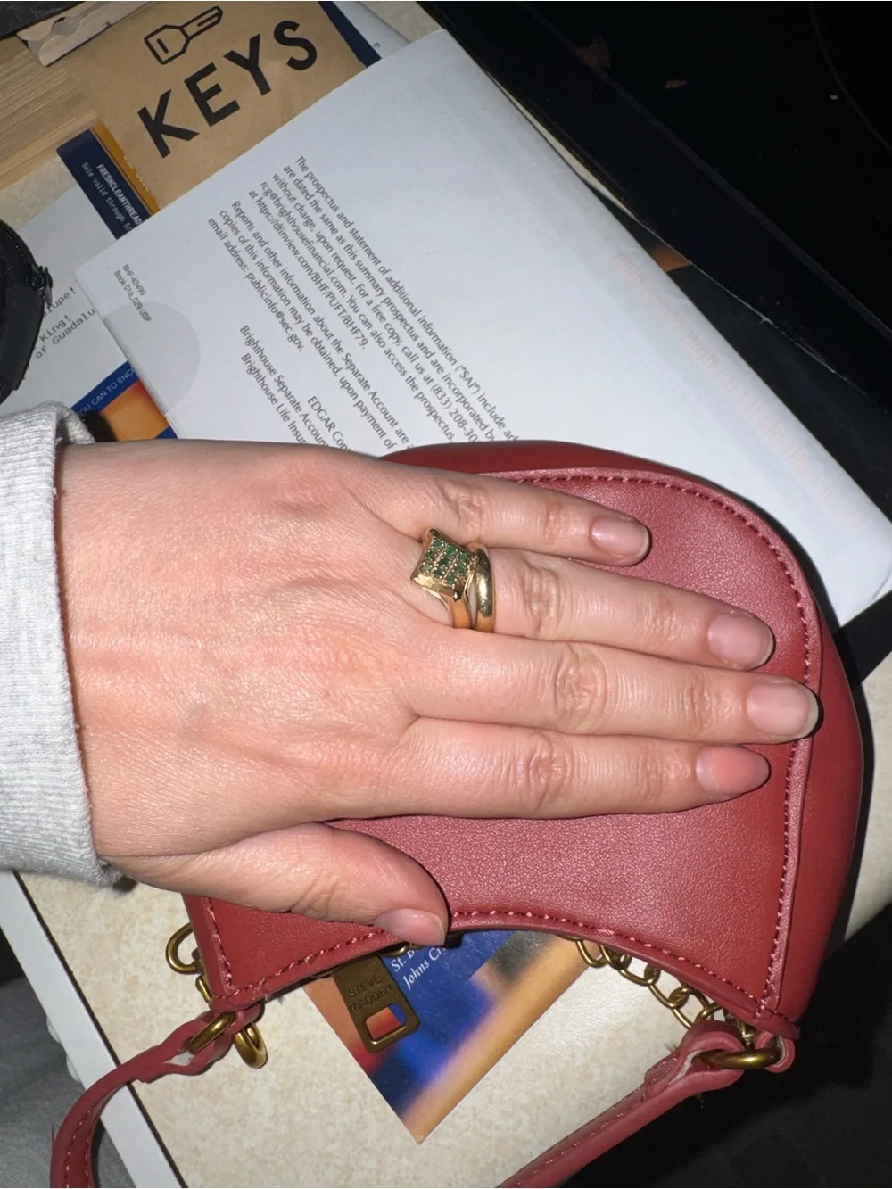Steve Madden Rose Red Mini Bag with Gold Chain - Picture 7 of 7